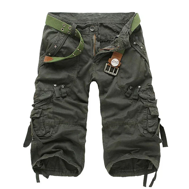 Herren Cargo-Shorts in Uni-Farbe mit mehreren Taschen