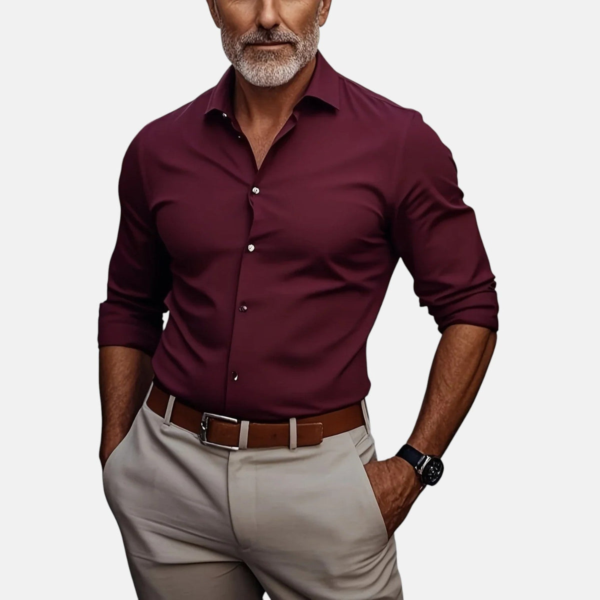 Alpenfeld | Herren Slim Fit Business Hemd mit Knitterfrei