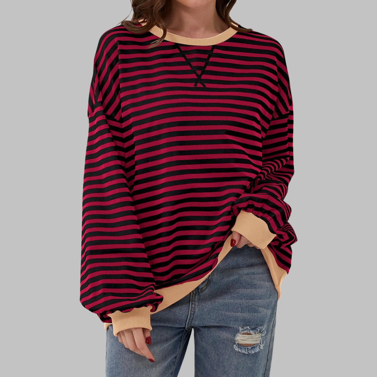 Sommerfeld | Gestreiftes Langarm-Sweatshirt mit Rundhalsausschnitt