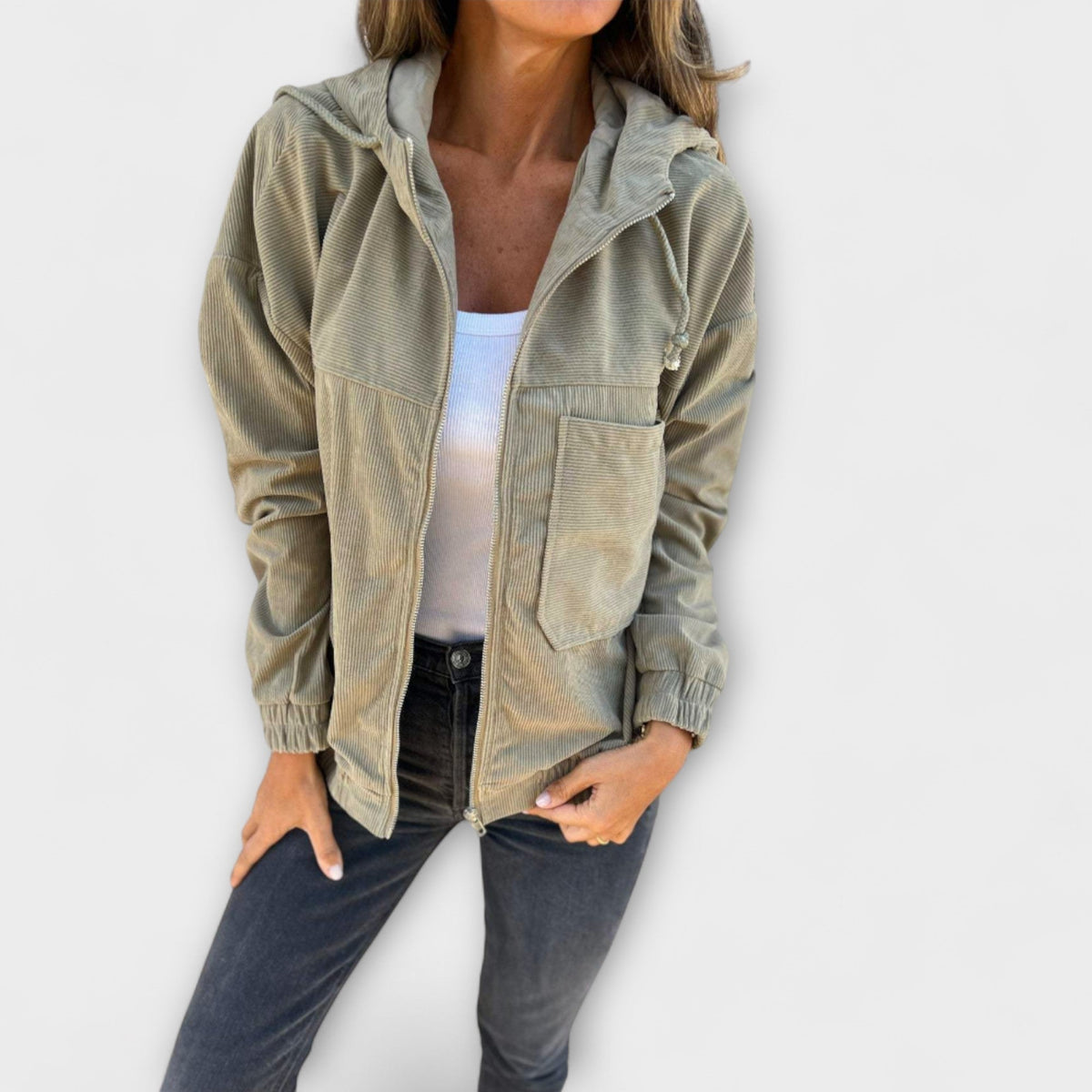 Sommerfeld™ | Ella – Kapuzenjacke aus Cord mit Reißverschluss