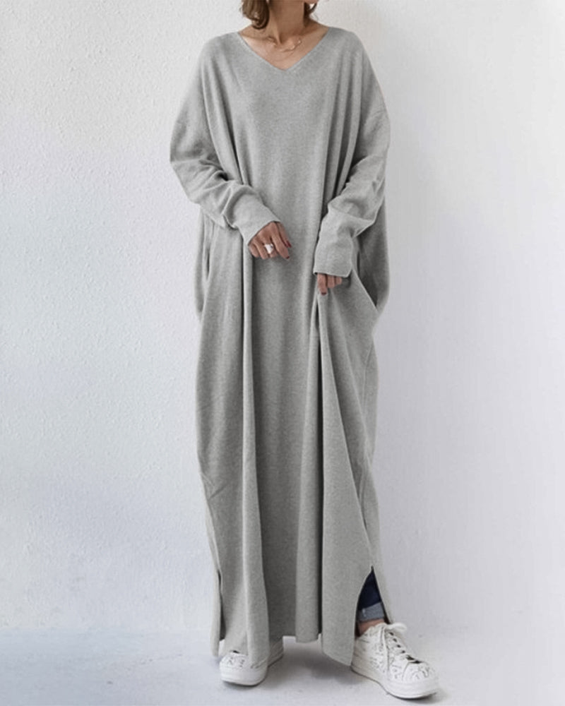 Alpenfeld | Elegantes Kleid mit langen Ärmeln und V-Ausschnitt