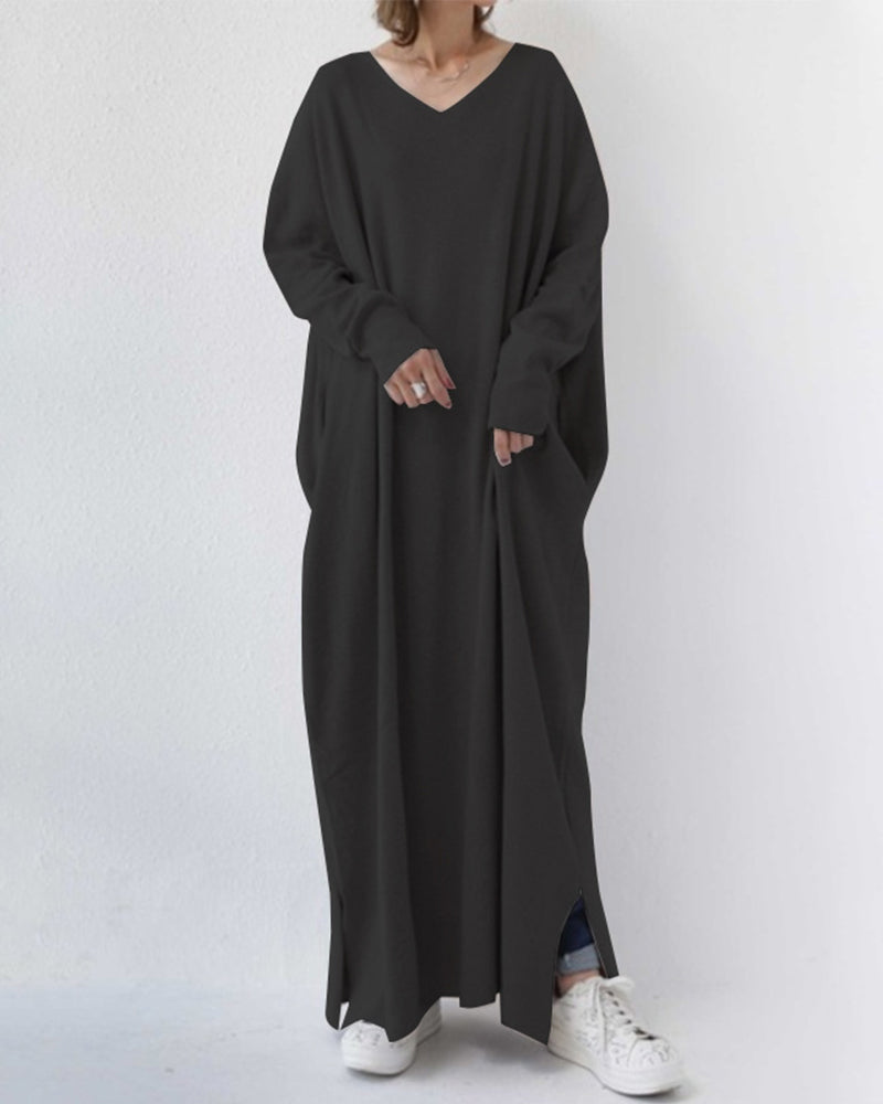 Alpenfeld | Elegantes Kleid mit langen Ärmeln und V-Ausschnitt