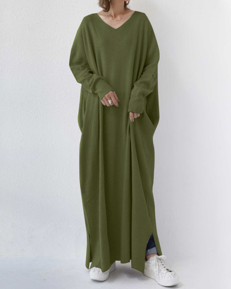 Alpenfeld | Elegantes Kleid mit langen Ärmeln und V-Ausschnitt