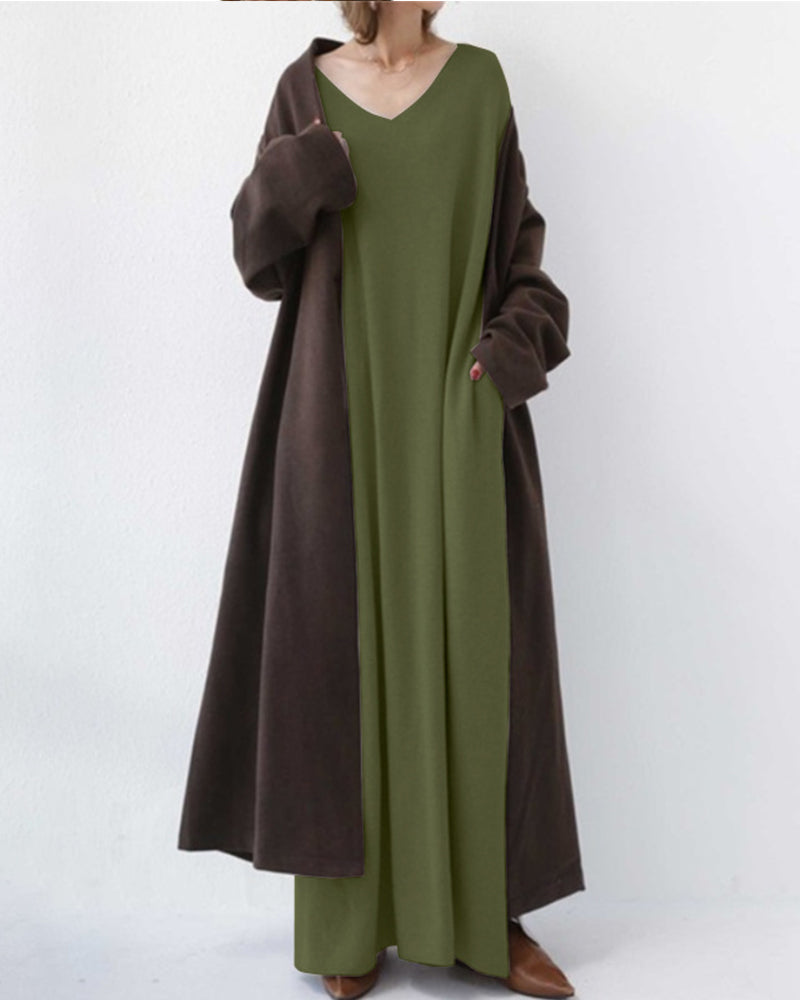 Alpenfeld | Elegantes Kleid mit langen Ärmeln und V-Ausschnitt