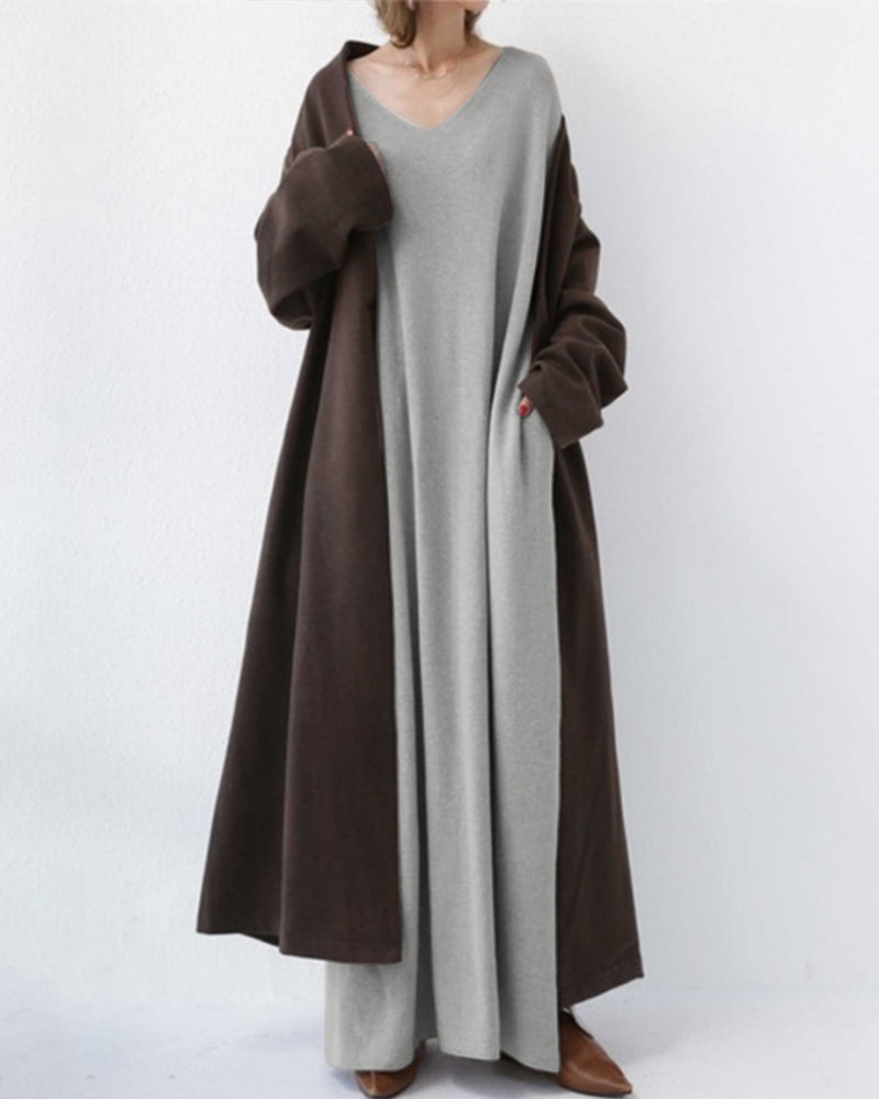 Alpenfeld | Elegantes Kleid mit langen Ärmeln und V-Ausschnitt