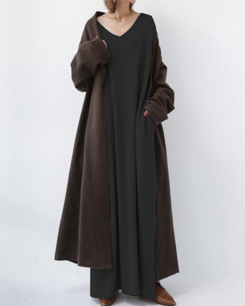 Alpenfeld | Elegantes Kleid mit langen Ärmeln und V-Ausschnitt