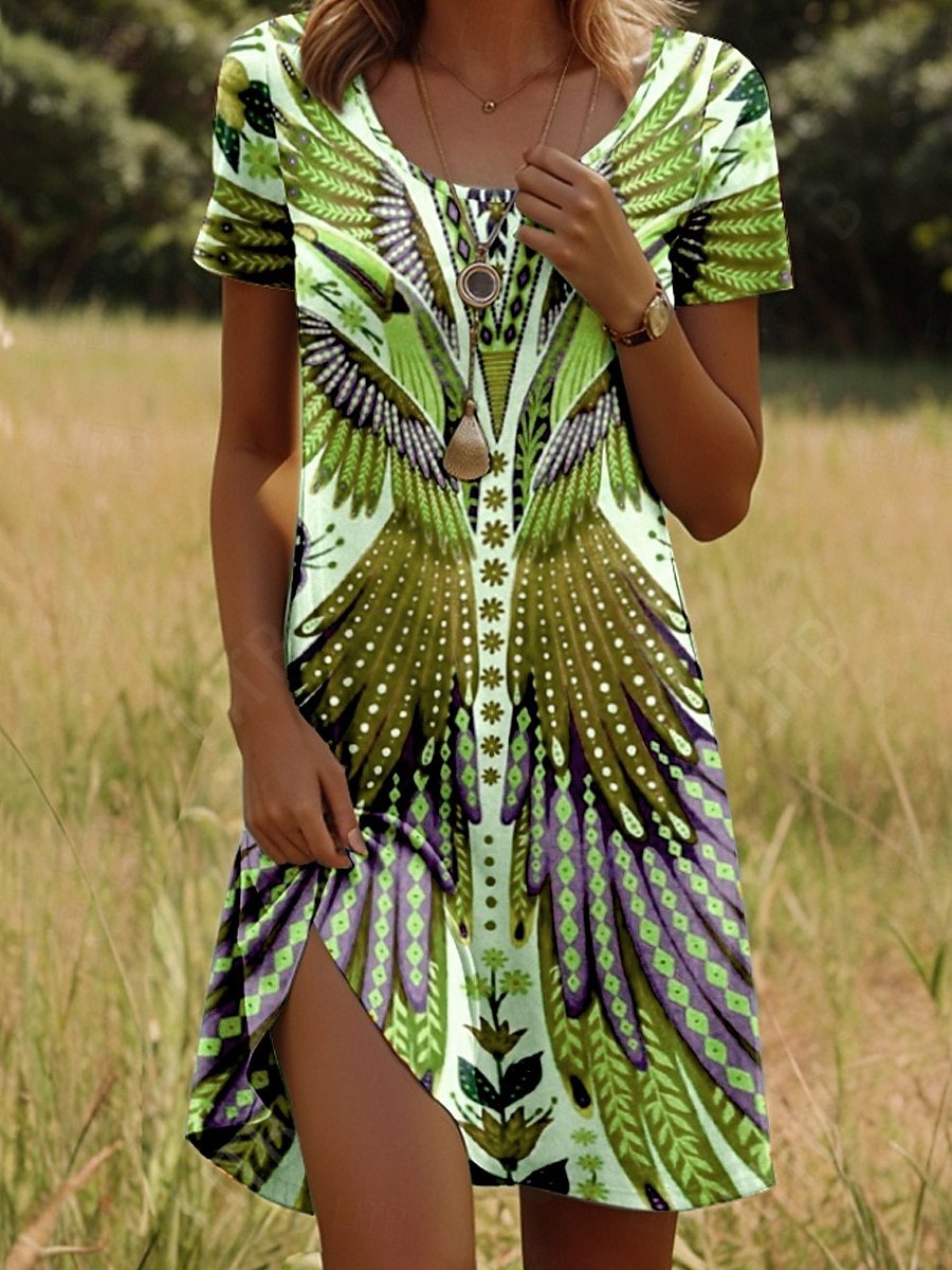 Isla™ – Kleid mit Indisch-inspiriertem Print und Rundhalsausschnitt