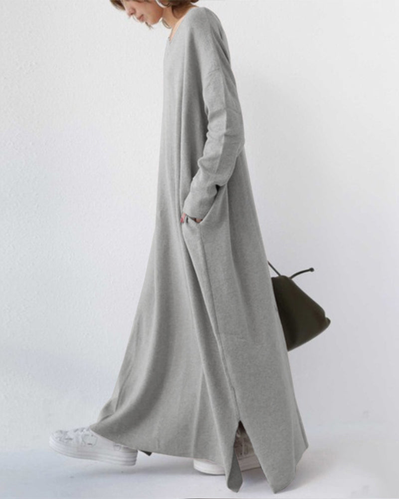 Alpenfeld | Elegantes Kleid mit langen Ärmeln und V-Ausschnitt