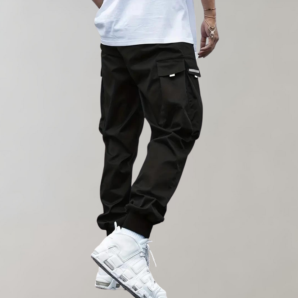 Alpenfeld | Herren Cargo Jogginghose – Lila Streetwear-Hose mit Reißverschlusstaschen & Bündchen
