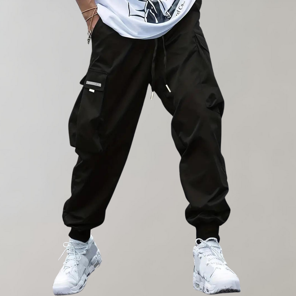 Alpenfeld | Herren Cargo Jogginghose – Lila Streetwear-Hose mit Reißverschlusstaschen & Bündchen