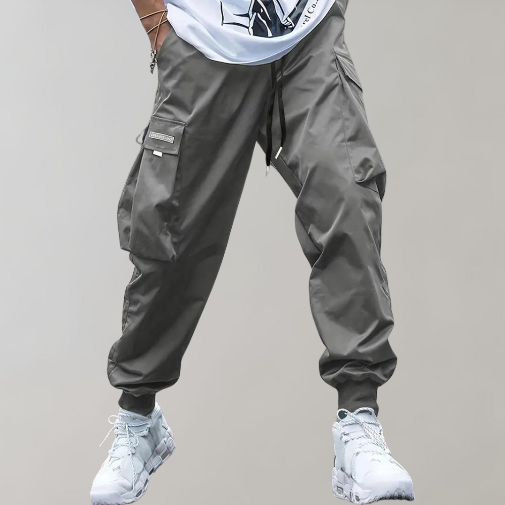 Alpenfeld | Herren Cargo Jogginghose – Lila Streetwear-Hose mit Reißverschlusstaschen & Bündchen