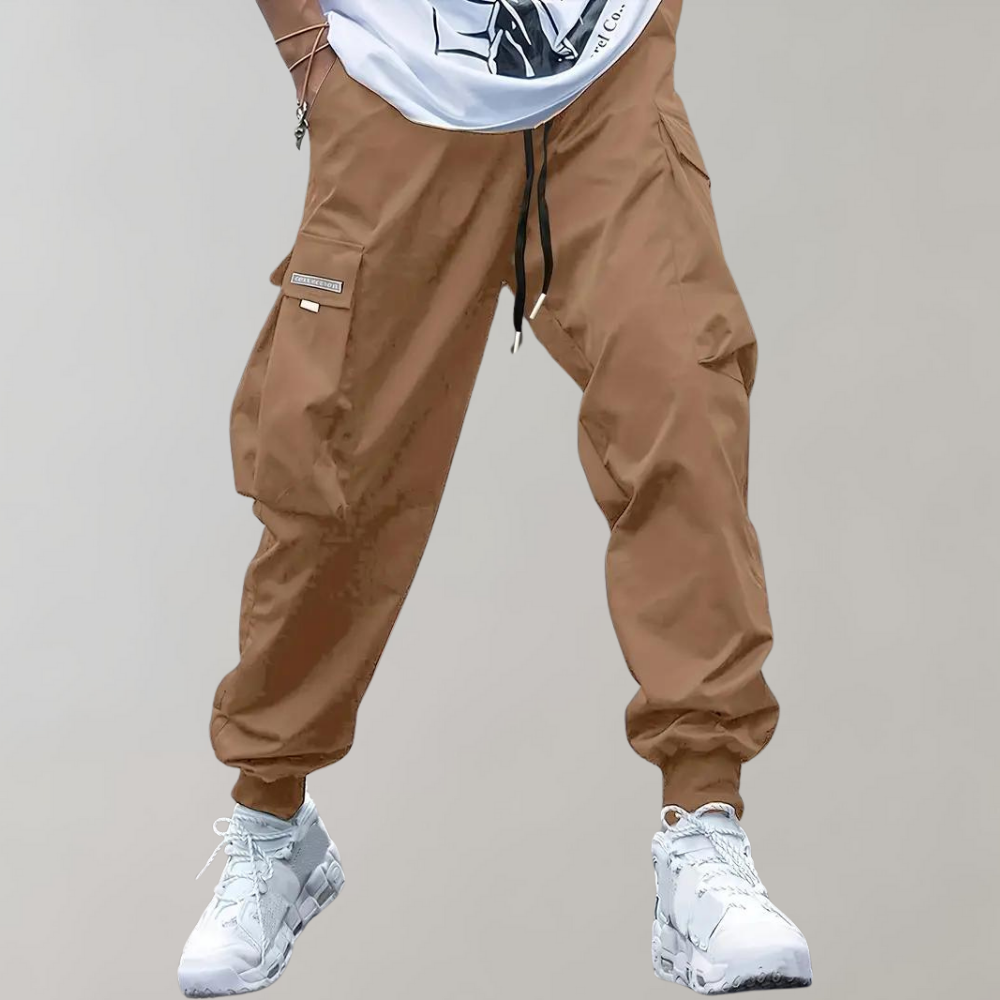 Alpenfeld | Herren Cargo Jogginghose – Lila Streetwear-Hose mit Reißverschlusstaschen & Bündchen