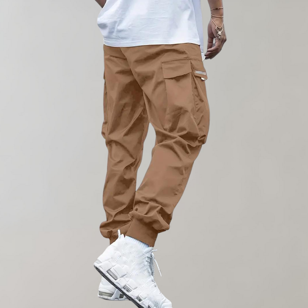 Alpenfeld | Herren Cargo Jogginghose – Lila Streetwear-Hose mit Reißverschlusstaschen & Bündchen