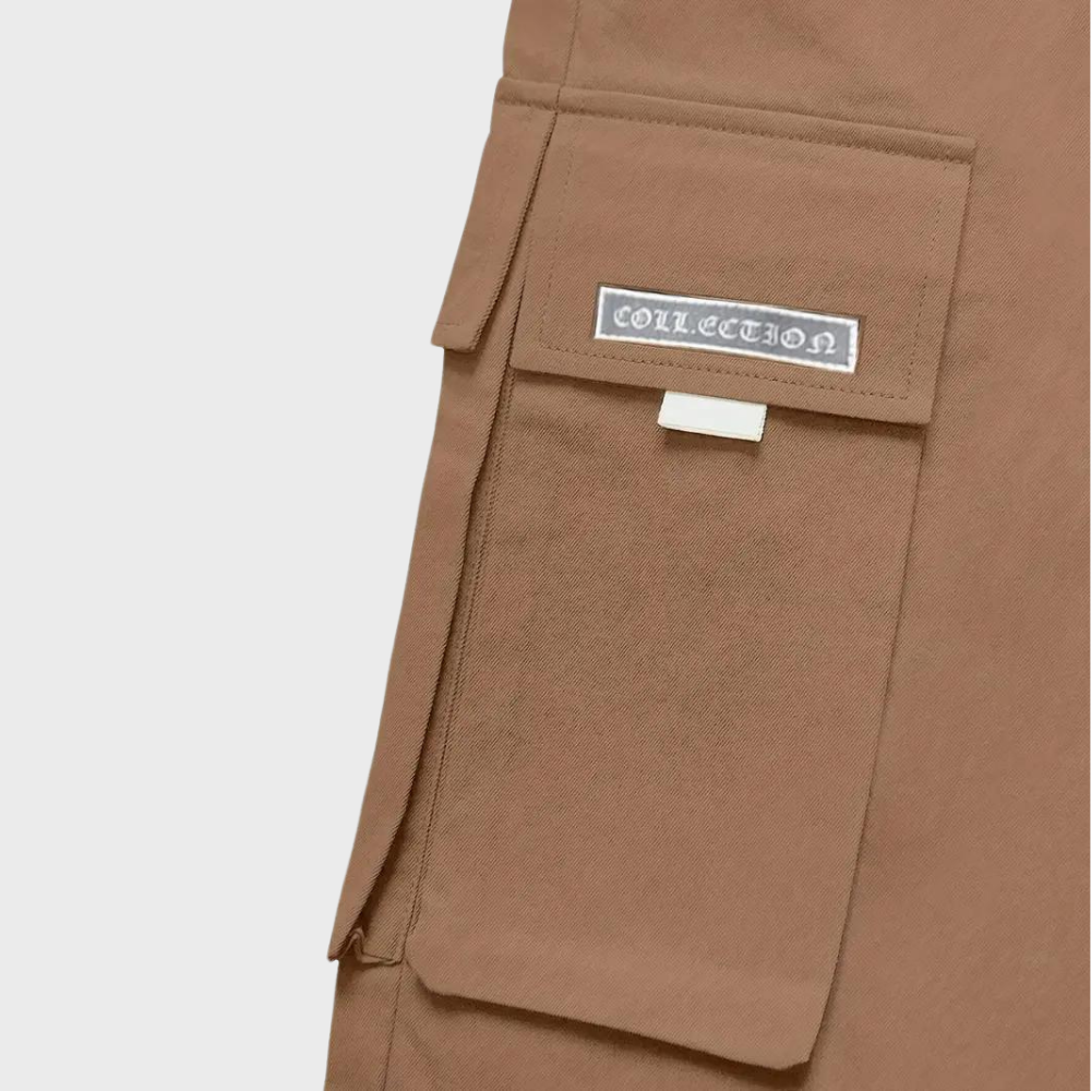 Alpenfeld | Herren Cargo Jogginghose – Lila Streetwear-Hose mit Reißverschlusstaschen & Bündchen