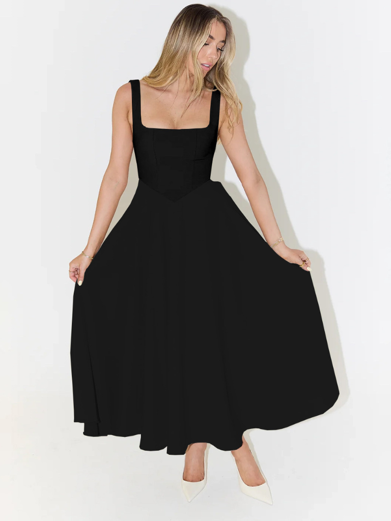 JULIA | Elegantes Midikleid mit eckigem Ausschnitt