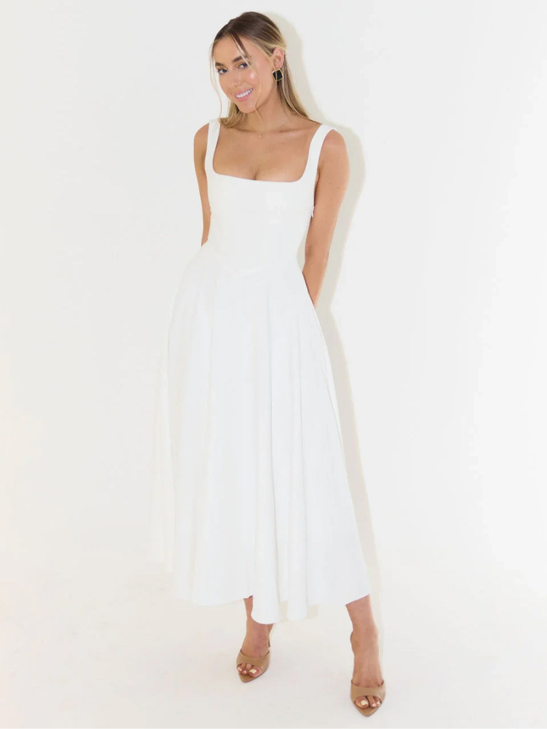 JULIA | Elegantes Midikleid mit eckigem Ausschnitt