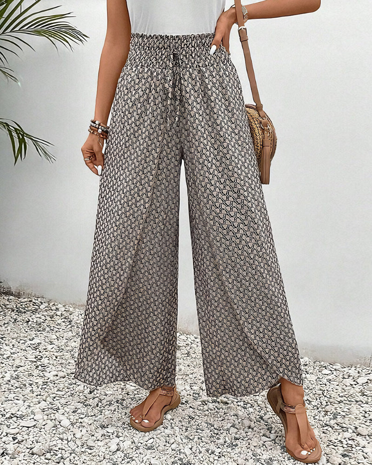 Alpenfeld | Lisette Hose mit weitem Bein und geometrischem Druck