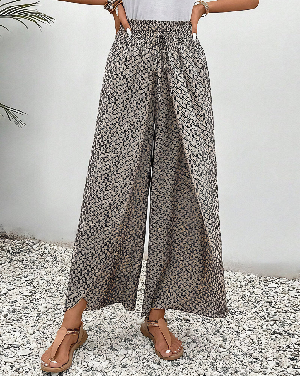 Alpenfeld | Lisette Hose mit weitem Bein und geometrischem Druck