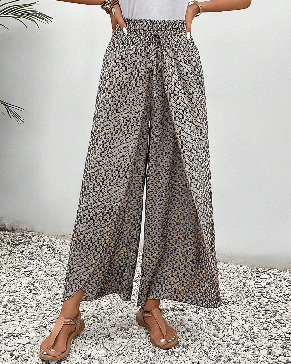 Alpenfeld | Lisette Hose mit weitem Bein und geometrischem Druck