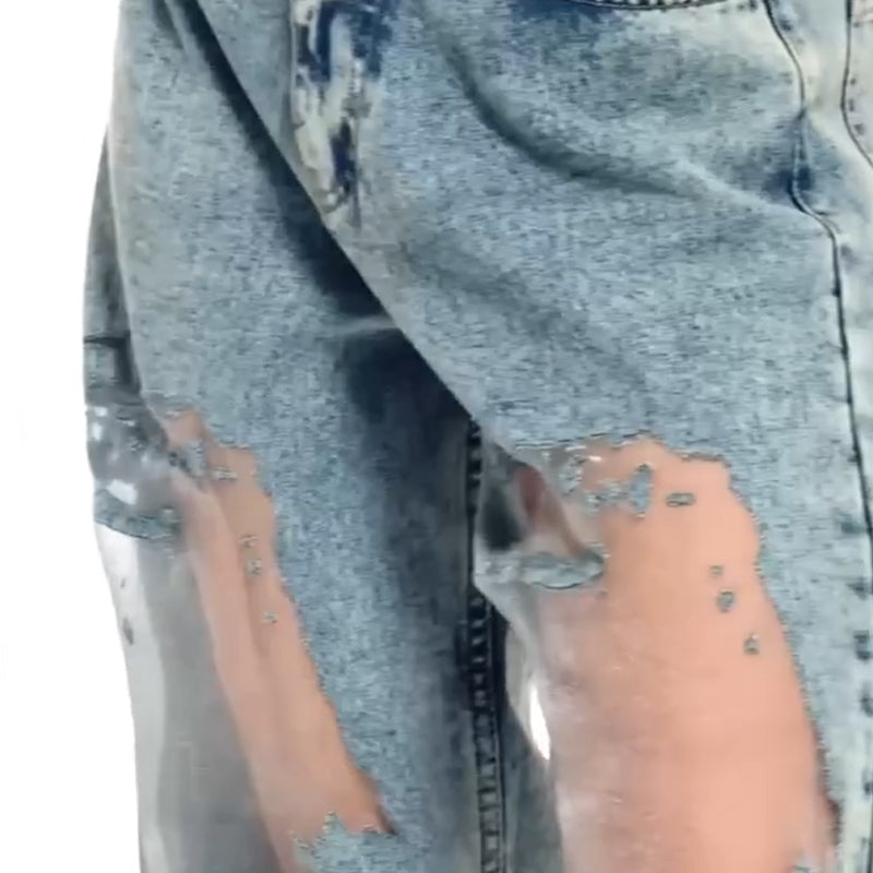 Alpenfeld |  JEANS MIT VINTAGE MESH PATCHWORK PRINT